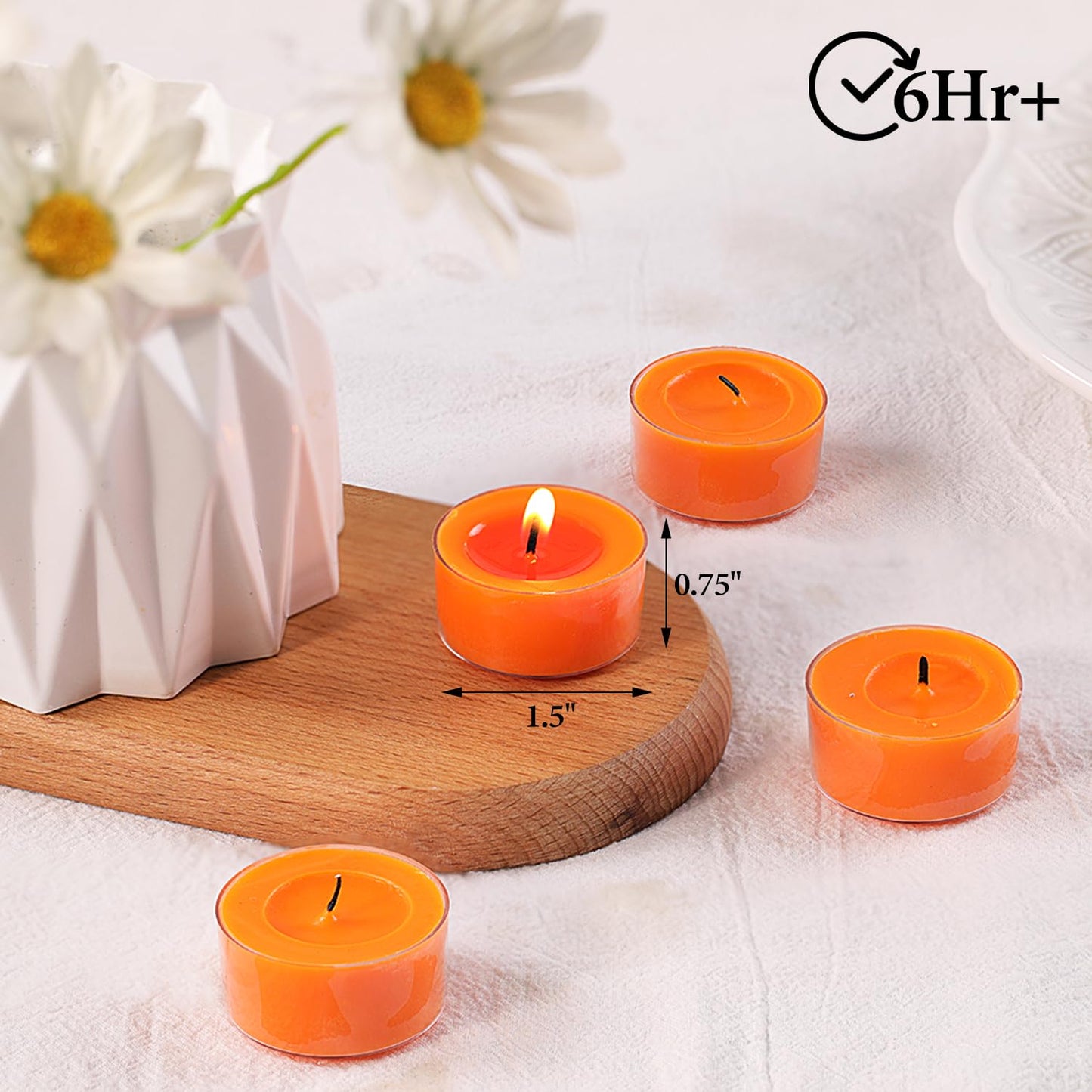 Pumpkin Cinnamon Scented Tealight Candles – 14 Pack, 100% Pure Palm Wax, 6-Hour Burn, Orange Scented Candles for Fall Decor, Thanksgiving, Halloween, Cozy Ambiance