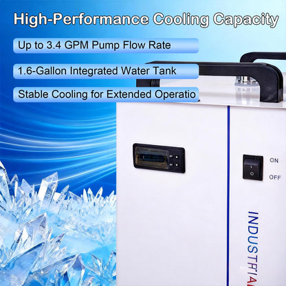 CW-5200DH Industrial Water Chiller, 6L Laser Cooling System for 60W-150W CO₂ Engraving Cutting Machines, Precise Temperature Control, High Efficiency 0.9HP
