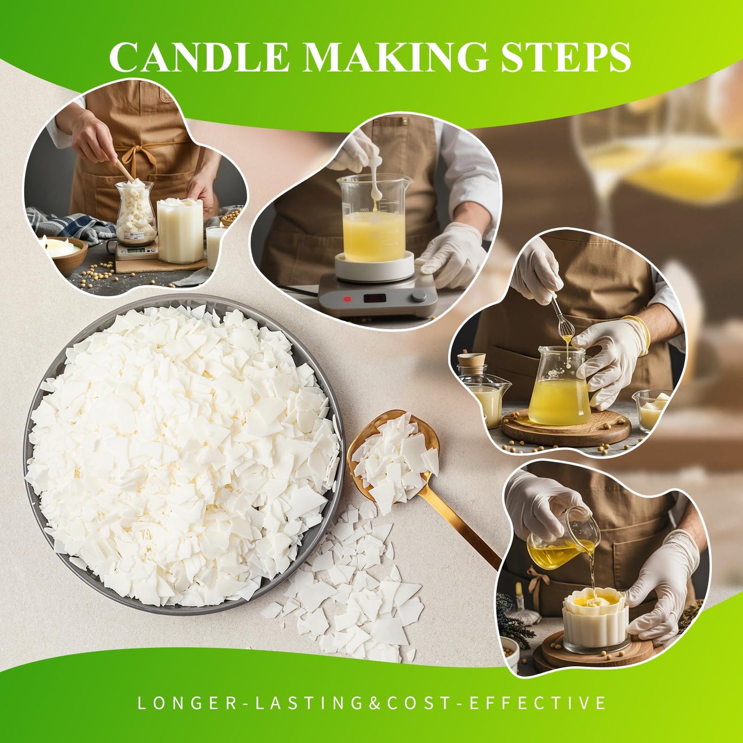 1.5LB Soy Wax for Candle Making – Natural Wax Supplies for DIY Candles, Container & Tealight Craft Use, Easy Melt and Smooth Finish, Strong Scent Lock, Non-Toxic & Beginner-Friendly (660G / 24 OZ)