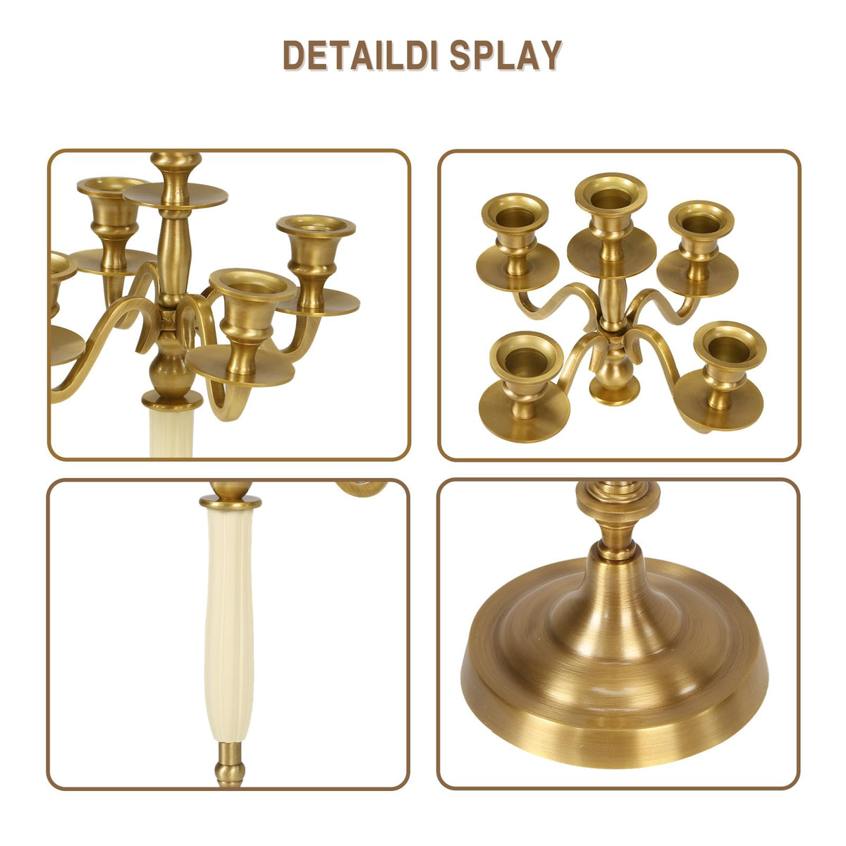 OssifragaBone 5 Candle Metal Golden Metal Candlestick Holder Wedding Event Candelabra Candle Stand for Wedding Dining Table Xmas Party Home Decor