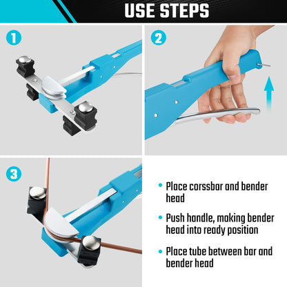 DURATECH Tube Bender Set, 1/4"-7/8" O.D. Ratcheting Pipe Bender with Pipe Cutter and Deburring Tool, 90° Forward/Reverse Pipes Bending Tools for HVAC Air Conditioning Refrigerator Repair