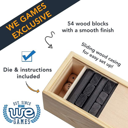 WE Games Wooden Block Stacking Party Game for Adults Tumble Tower Wedding Guest Book Alternative Tabletop Games Includes Storage Case 12 inches