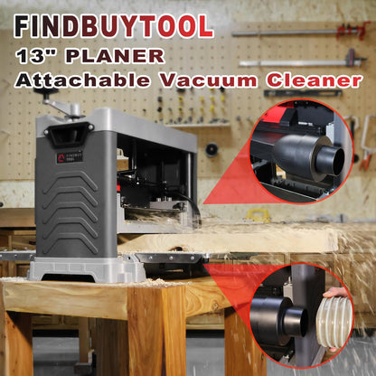 FindBuyTool 13" Benchtop Wood Thickness Planer with Helical Cutterhead, 120V 15-AMP 20000RPM Power Electric Motor Infeeding Worktable for Woodworking