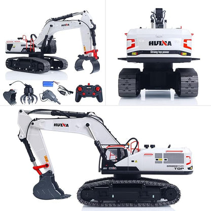 TOUCAN RC HOBBY US in Stock 1/14 HUINA RC Excavator Model 1594 Radio Light Sound Grab Grapple Hammer Battery Adult 14+