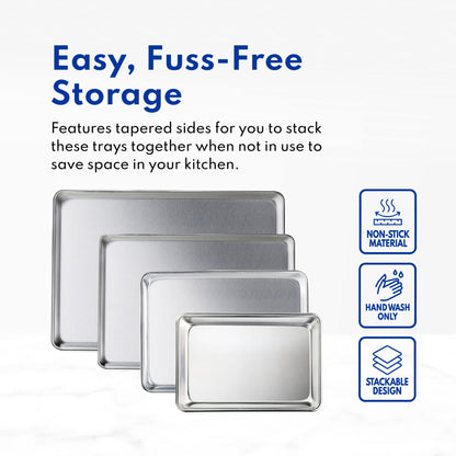 New Star Foodservice Commercial-Grade 18-Gauge Aluminum Sheet Pan/Bun Pan (9 2/3 W x6 2/3 L x1 H (1/8 size))