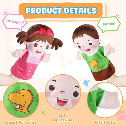 6 Pcs Family Hand Puppets 10 Inch Grandparents Mom &amp Dad Brother &amp Sister Plush Hand Puppet Toys Role-Play Toy Puppets for Kids Storytelling Imaginative Pretend Play Teaching Preschool(6 Fam