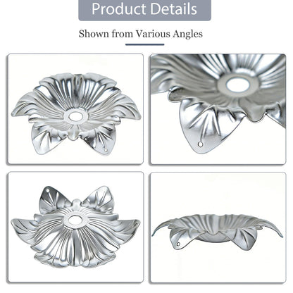 5 Pcs Metal Flower Candle Holder Leaves, 4.3 Inch Metal Candle Stand Accessories with 3 Hanging Holes for Crystal Pendants, Suitable for Candlesticks and Candelabra (Silver, 3.9"-5pcs)