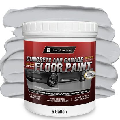 5 Gallon Professional Floor Paint Kit (Sea Gray,800-1000 sq.ft) - Acrylic Concrete Coating for Garages & Indoor and outdoor floors and walls | Single Component Formula | Ready-to-Use | Low VOC