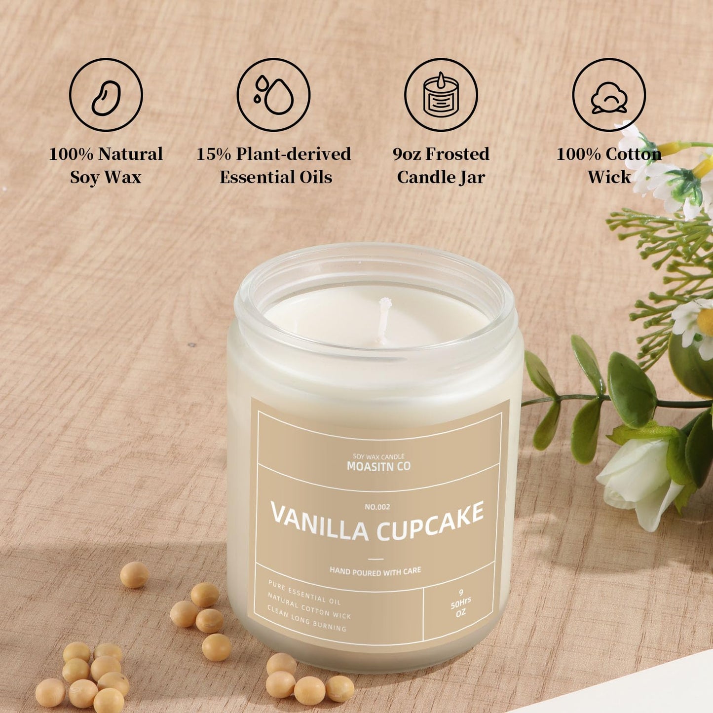 Vanilla Cupcake Candle for Home Scented| Natural Soy Non Toxic Candles| Long Clean Burning Aromatheraphy Jar Candel| Women,Men Gift for Autumn,Winter, Halloween,Thanksgiving,Relaxing| 9oz