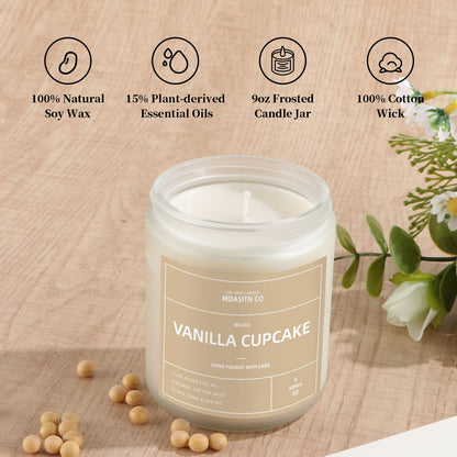 Vanilla Cupcake Candle for Home Scented| Natural Soy Non Toxic Candles| Long Clean Burning Aromatheraphy Jar Candel| Women,Men Gift for Autumn,Winter, Halloween,Thanksgiving,Relaxing| 9oz