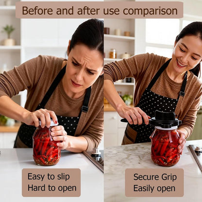 Ruydiwale 4-in-1 Jar Opener, Adjustable Jar Opener for Seniors, Kitchen Tool Designed Specifically for Seniors and Those with Limited Physical Strength, Suitable For Beer, Salad Dressing, Jar (Black)