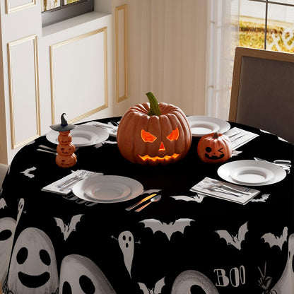 XCHI Spooky Black Ghost Halloween Tablecloth Rectangle Washable Table Covers for Indoor Outdoor Dining Home Party Decorations Table Cloth 60x84 Inch