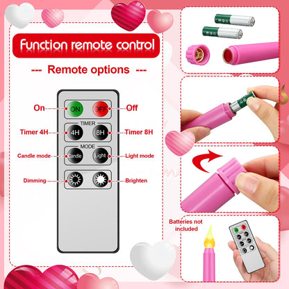 Aurelema 5 Pcs Valentines Day LED Flameless Candle Set Valentine Day Conversation Flameless Taper Candles with Words Battery Operated Seasonal Celebration with Remote for Wedding Romantic Night