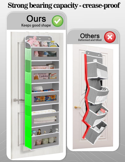 KYEVIS Over The Door Organizer, 5 Shelves Closet Door Hanging Organizer with 10 Mesh Pockets, Nursery Closet Organizer, Baby Essentials, Dorm Room Essentials for Girls