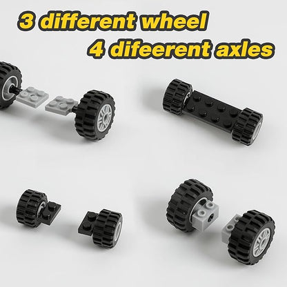 450pcs Wheels and Axles Set Including Wheels Windshield Traffic Light Vehicle &amp Truck Parts Classic Pieces &amp Accessories Compatible with Classic Brick Toys