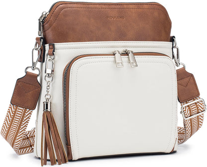 Roulens Crossbody Purse for Women,Lightweight Medium Crossbody Bag Soft Leather Women's Shoulder Handbags with Tassel