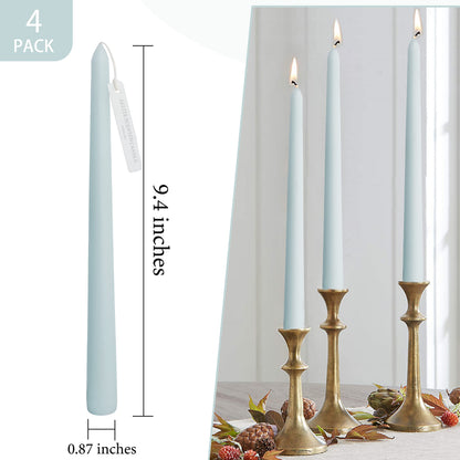 10 Inch Taper Candle Set of 4 - Sea Salt Scented Candles - Soy Wax Home Decor Candles - Gift Ideas for Wedding Party Dinner Holiday Decoration