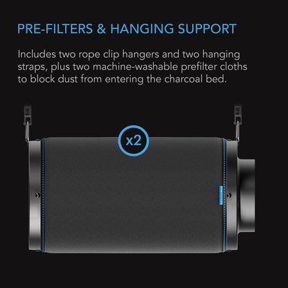 AC Infinity Air Carbon Filter 10" with Premium Australian Virgin Charcoal, for Inline Duct Fan, Odor Control, Hydroponics, Grow Rooms