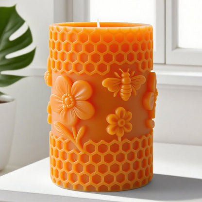 Honeycomb Cylinder Flower Succulent Peony Cylinder Candle & Resin Mold - Resin Casting Silicone Molds for Home Decor & Candle Making Wave Spiral Mold