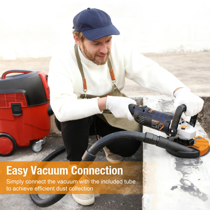 MAXXT 5 Inch Concrete Surfacing Grinder, 1500W 14A Motor, 7 Adjustable Speed Angle Grinder Kit with Diamond Disc, Removable Guard, Concrete Sander for Polishing and Grinder Stone Cement Marble Granite