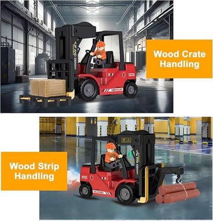 Remote Control Forklift 11 Channel 2 in 1 RC Forklift Transform Lift Fork &amp Hook 2.4Ghz RC Construction Vehicle Toy with Lights Sound Spray Function for Kids Adults
