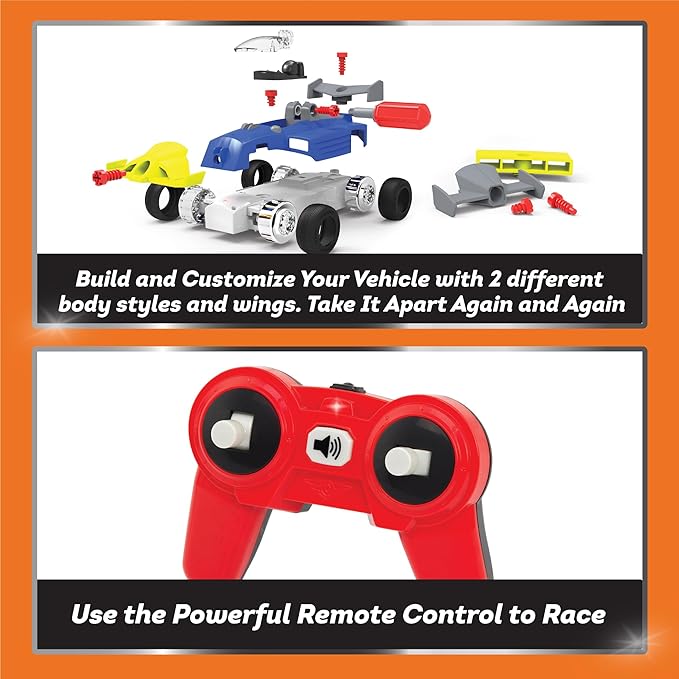 Driven by Battat - Take-Apart RC Race Car - Lights &amp Sounds Remote Controlled Race Car - Remote Control Toy for Toddlers Kids - STEM Set - 3 Years +