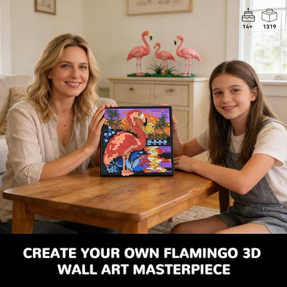 Flamingo Bird Animal 3D Wall Art Micro Mini Building Blocks Set Unique Home Wall Decor or Table Display No Compatible with Lego Ideal Gift Toy for Adults &amp Boys Girls 14+ (1319 PCS)