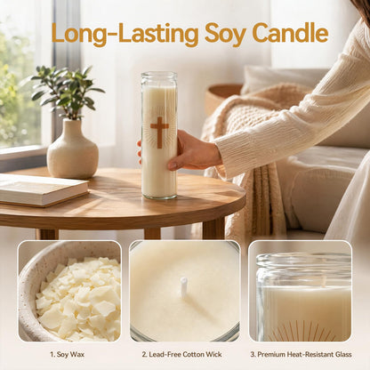 6 Pack White 7 Day Prayer Candles in Glass – Long Burning Unscented Devotional Candles for Vigils, Blessings, Memorials, and Baptism