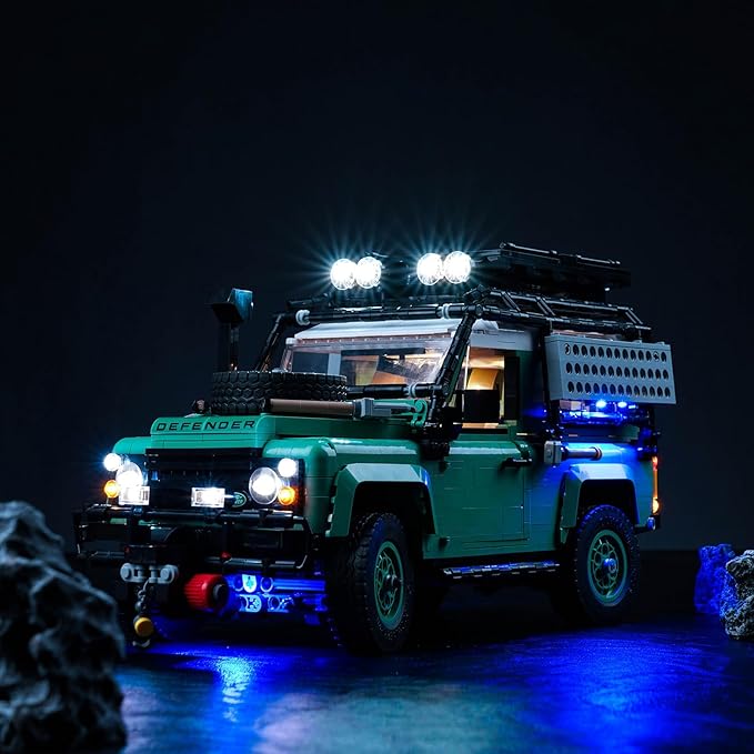 Upgraded Light Kit Compatible with Lego Icons Land Rover Classic Defender 90 Model Car Building Set Lights Decoration Compatible with Lego 10317 Best Gifts for Adults (Model Not Included)