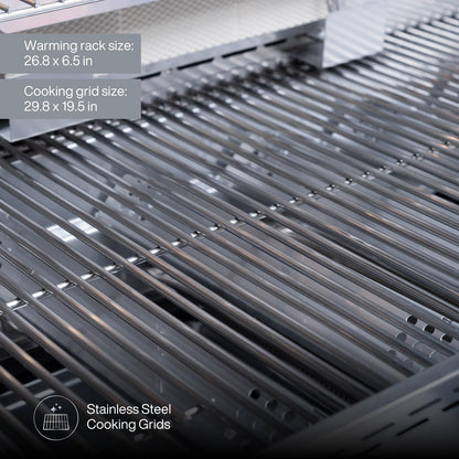 Spire Premium 5 Burner Built In Gas Grill Island Head, Stainless Steel 30 Inch Propane Grill with Rear Burner, 63,000 BTUs, 750 SQ In Racks, Dual Fuel Compatibility - 740-0788P