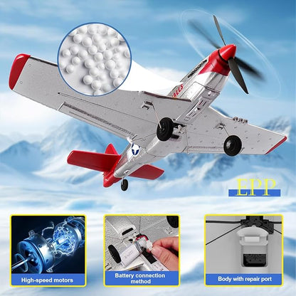 P51D Mustang RC Airplane with 6-Axis Gyro 4CH RTF Remote Control WW2 Fighter Plane 2.4GHz Anti-Jam Technology