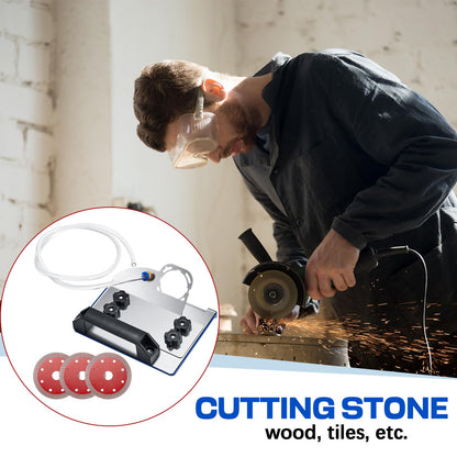 Hicarer 3 Blades Angle Grinder Stand for Tile 45° Chamfer Cutting Tile Chamfering Tool with 3 Saw Blades a Hose Angle Bracket Type 100 Grinder Holder for Ceramic Stone Cutting