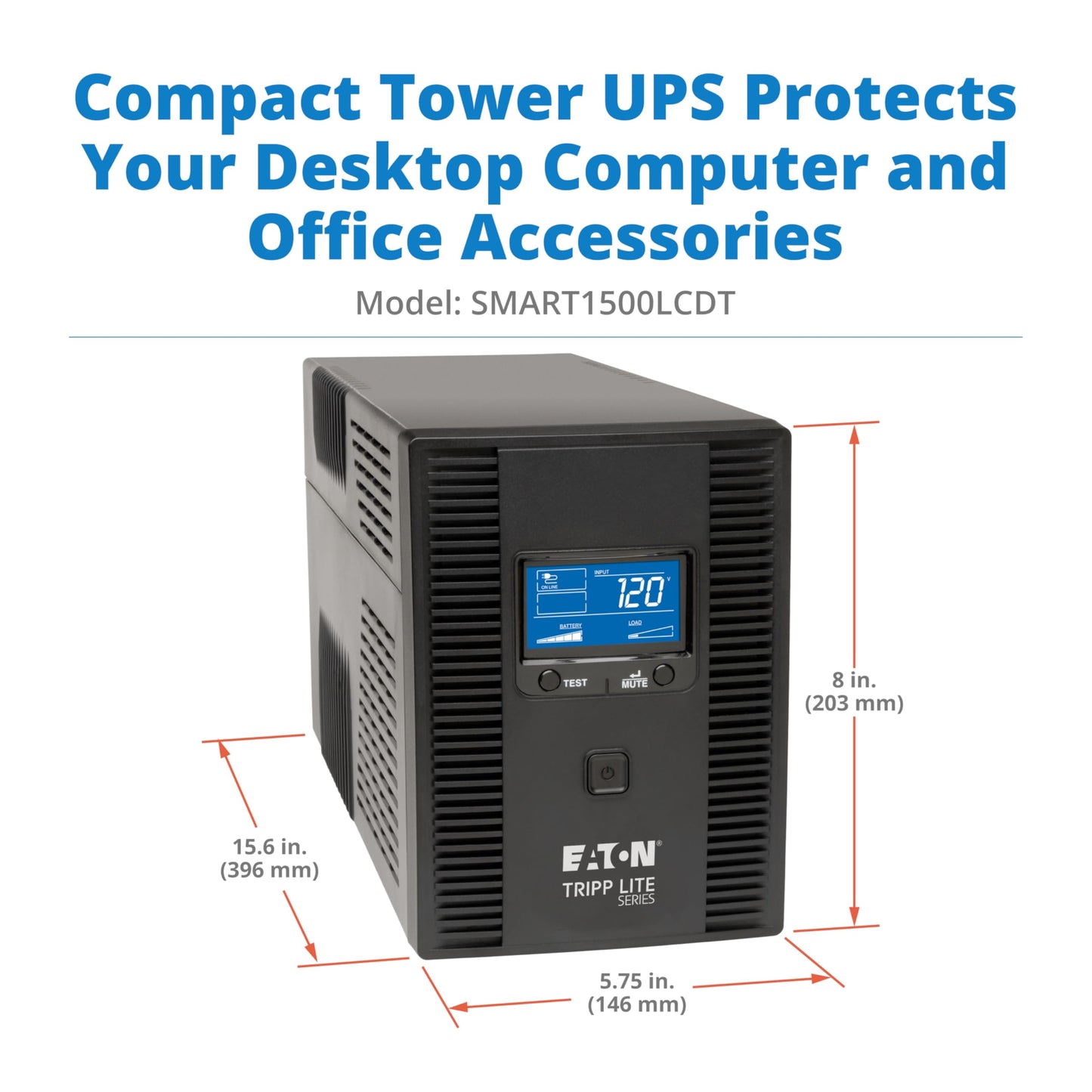 Eaton Tripp Lite Series SMART1500LCDT 1500VA UPS Battery Backup Computer Uninterruptible Power Supply Units & Surge Protector, 900W, 10 Outlets, AVR, LCD Screen, 3 Year Warranty & $250,000 Insurance