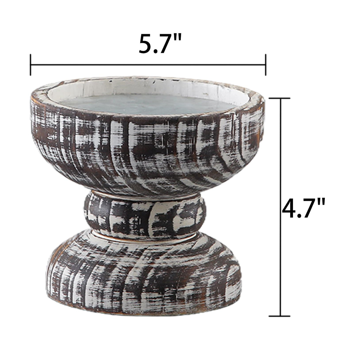 SOFE Wood Rustic Candle Holder, 5 Inches Tall Farmhouse Candle Pillar Holder, Distressed Small Plant Stand, Living Room, Dining Room, Centerpieces for Tables