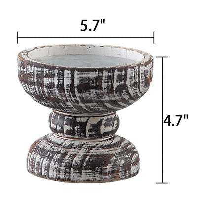SOFE Wood Rustic Candle Holder, 5 Inches Tall Farmhouse Candle Pillar Holder, Distressed Small Plant Stand, Living Room, Dining Room, Centerpieces for Tables