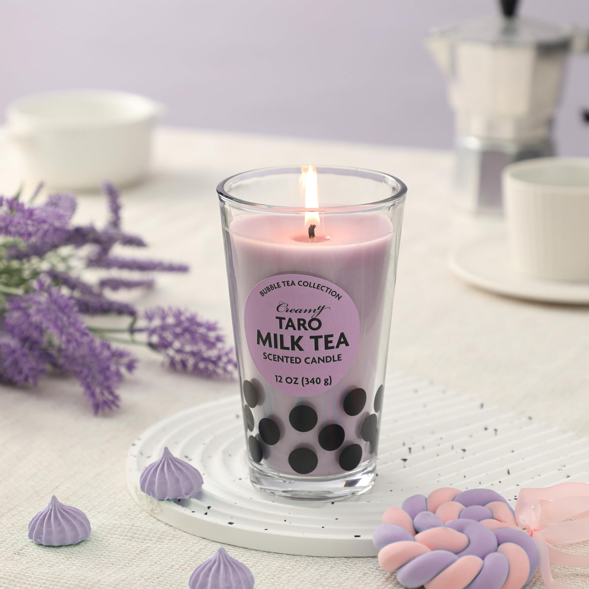 Boba Tea Candle,Taro Boba Tea Scented Candle,Bubble Candle,Valentines Day Brithday Funny Food Candles Gifts for Milk Tea Lovers,Taro 12oz