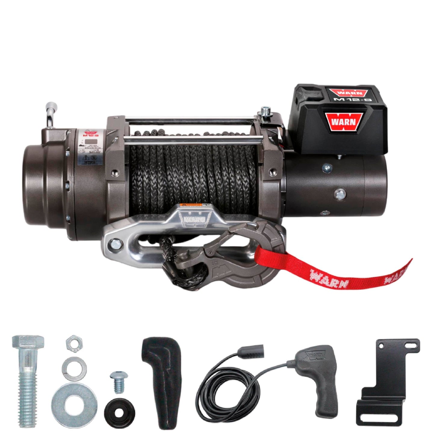 WARN M12-S Electric 12V Heavyweight Winch – 12,000 lb Pulling Capacity, Synthetic Rope, Sealed Motor, IP68 Waterproof, All-Metal Gear Train for Off-Road Recovery & Industrial Use