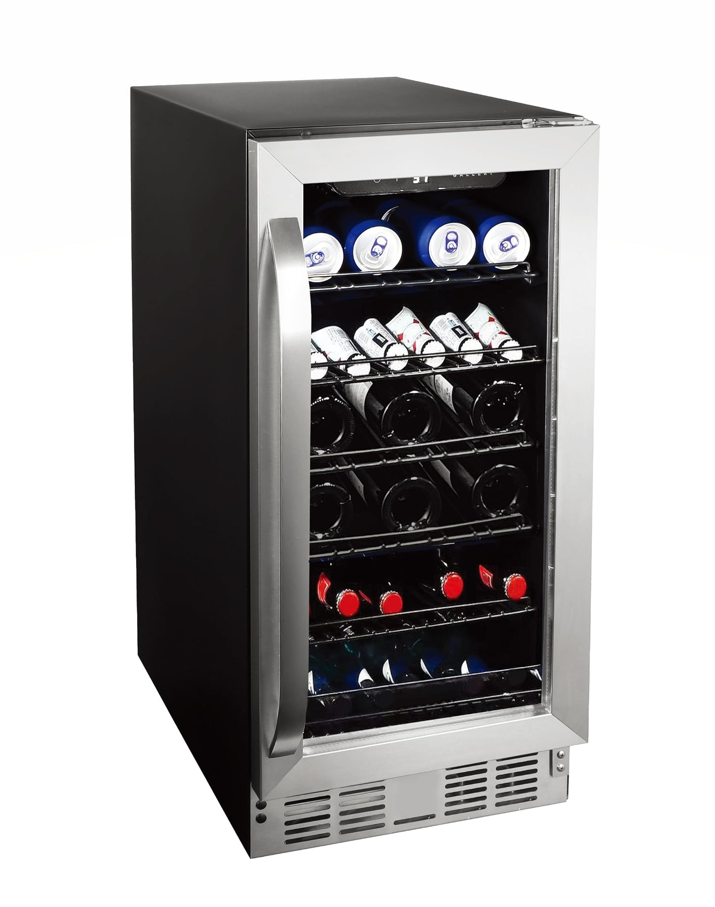 Frigidaire Gallery, 22.5" Wide Beverage Cooler, 30-Bottles Stainless Steel, with Lock, Tempered Glass Door, Frost Free, Glass Door, Stainless Steel, Built-in