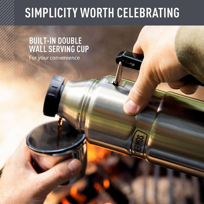 THERMOS Stainless King Vacuum-Insulated Beverage Bottle, 40 Ounce, Matte Stainless Steel