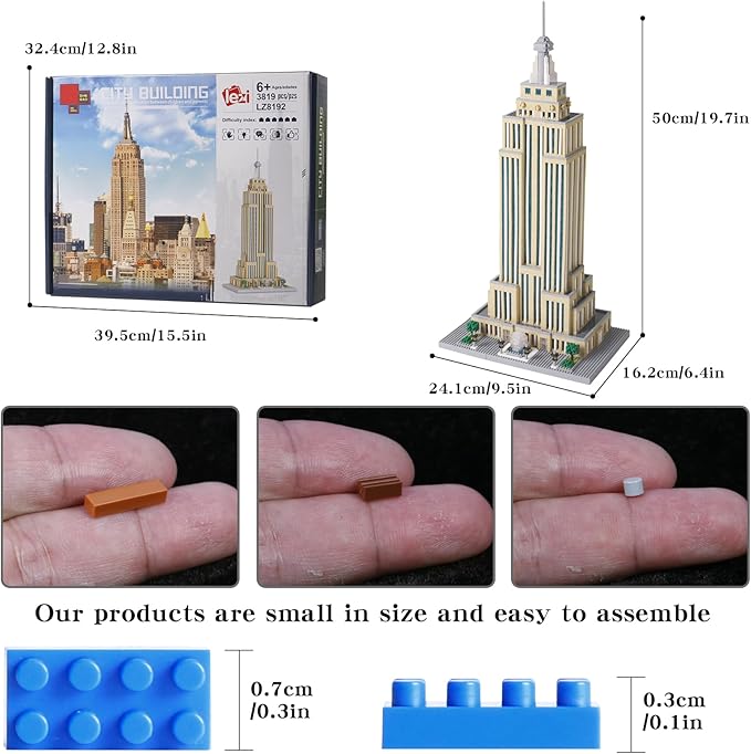 3819PCS New york Empire State Micro Mini Building Blocks SetCommemorative Architectural Model BuildingUnique Choice for 14+ Kids or Adults