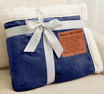 Forever in Your Heart Blue Sympathy Memorial Blanket, Ultra Soft Fleece Sympathy Gift for Loss of a Loved One, Thoughtful Bereavement Throw for Condolence & Grief Comfort (50”x60”)