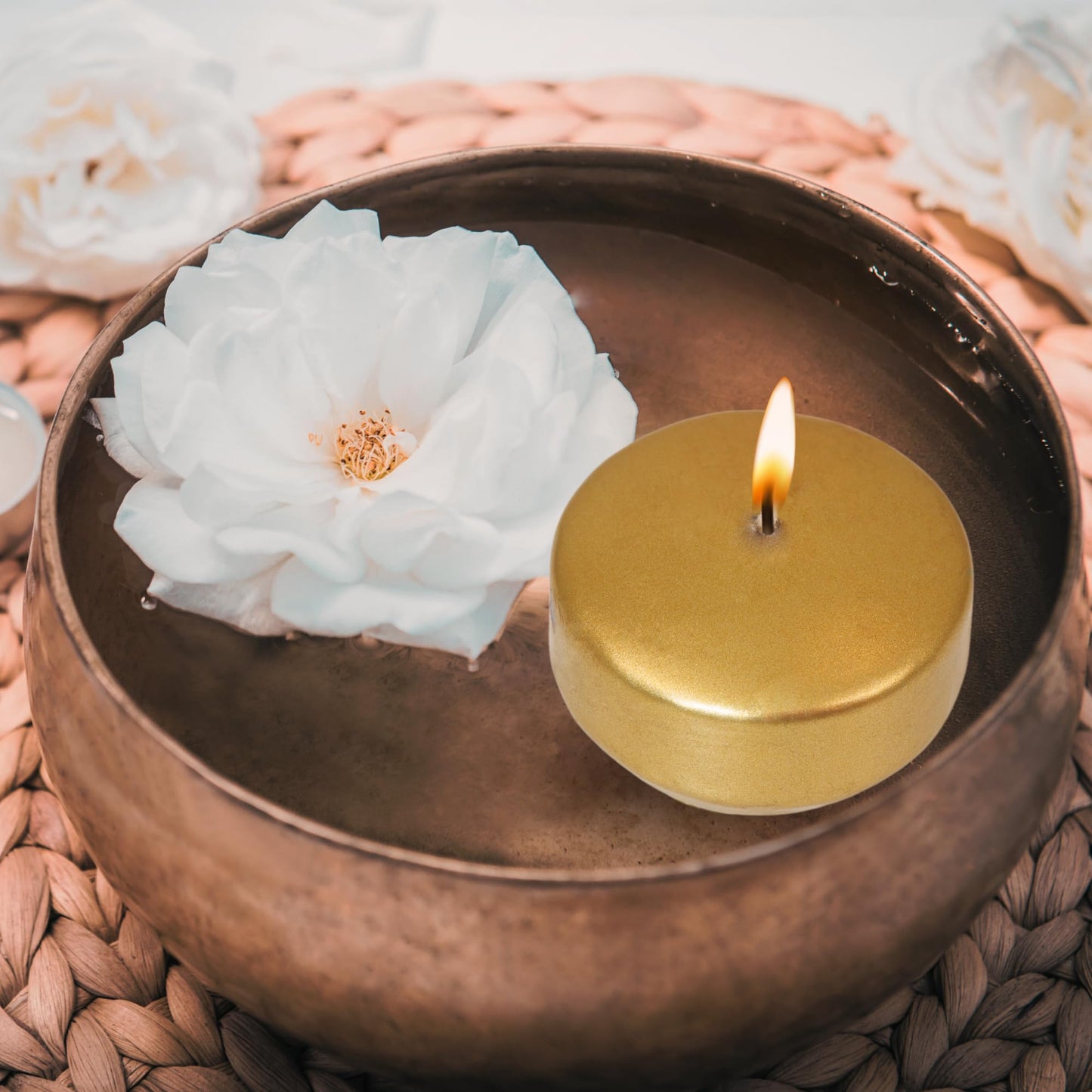 Axiom Floating Candles for Centerpieces - 24-Pack, Floating Candle 2 inch Hand-Rolled Paraffin, Cotton Wicks, 4-Hour Clean Burn - Unscented, Dripless Water Candles for Weddings, Parties, Home Decor