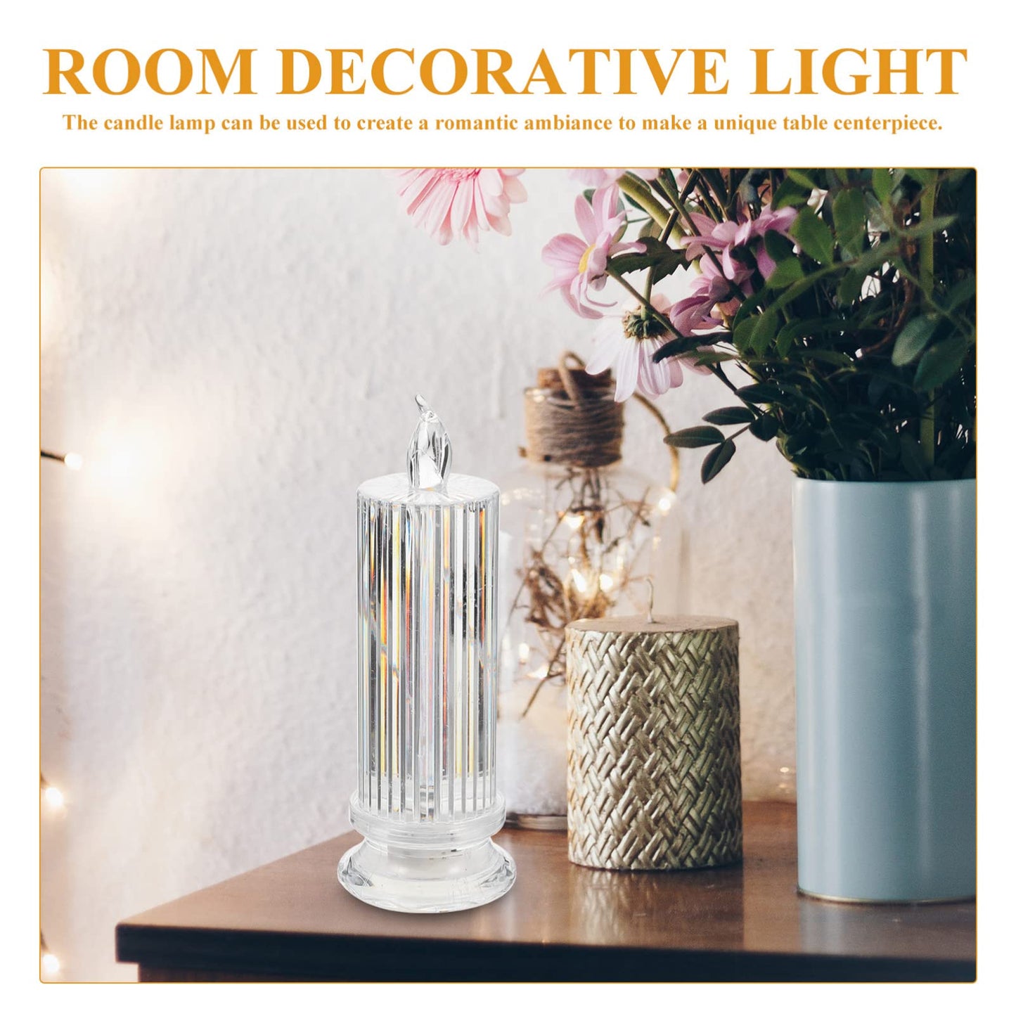 Beavorty 2pcs Electronic Candle Light Electric Candle Stick Artificial Candlestick Long Burning Taper Candle Glitter lamp Memorial Candles Flameless Candle Light Window Plastic Romantic