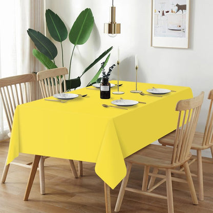 QIKSION Yellow Plastic Table Cloth Disposable 2 Pack, 54 x 108 Inch Tablecloths for Birthday Party, Easter Decorations, Rectangle Table Cover
