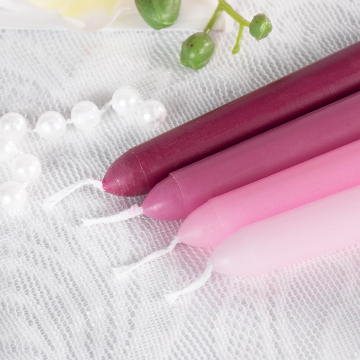 Pink Taper Candles, 10 inch Tapered Candles, 4 Pack Gradient Unscented and Smokeless Long Burning Candles with Cotton Wicks, Tall Candlesticks Weddings, Christmass, Dinner Parties, and Home Décor