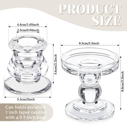 Rtteri Unity Candle Holder for Wedding Set of 3 Glass Candlestick Holder for Taper and Pillar Candle 3.5'' 2.2'' Wedding Ceremony Dinning Table Centerpiece Home Party Birthday Church Decor(Clear)