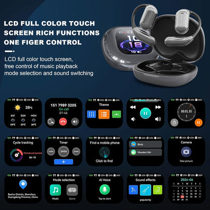 R'hllor Real-Time AI Translation Earbuds, Open-Ear Audifonos Traductores Inglés Español Two-Way Translator Headphones, Bluetooth Wireless Earhooks for Business, Travel, Learning, Meetings (Silver)