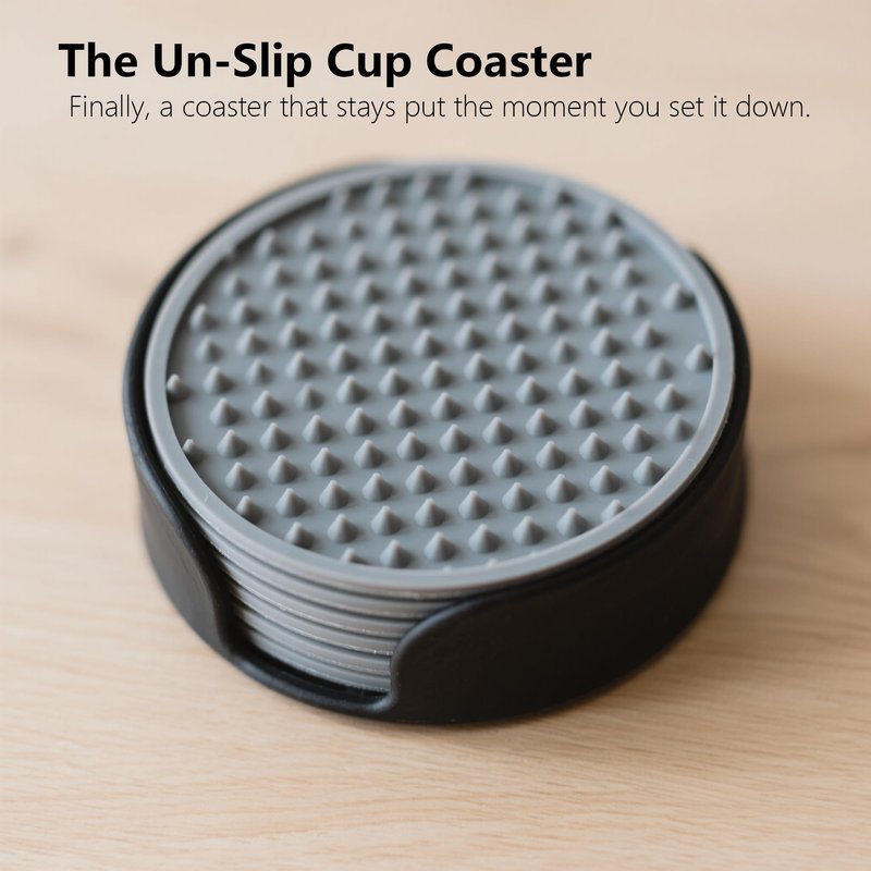 Ortarco 6 Pack Drink Coasters with Holder, Silicone Cup Mat for Hot or Cold Drinks, Non-Slip, Non-Stick