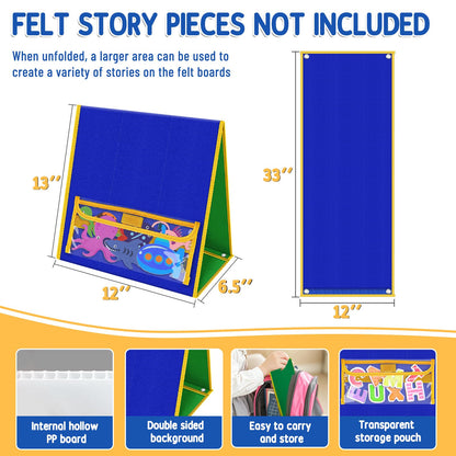 AKAYOK Foldable Felt Board for Toddlers, Double-Sided Flannel Boards Stories for Preschool Learning, Interactive Storytelling & Play, 33" x 12" Portable Felt Letter Board for Home & Classroom Use