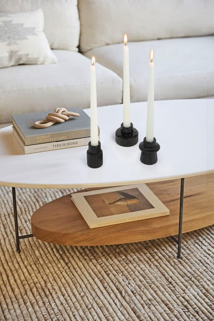 Vixdonos Taper Glass Candlestick Holders Tealight Candle Holders for Table Centerpieces, Wedding Decor and Dinner Party (3 Pcs, Black)